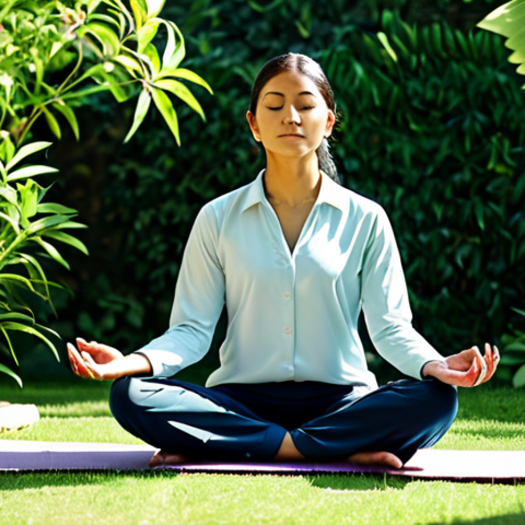 Spiritual Harmony**
A serene yoga practitioner in a fully clothed, modest outfit, meditating in a sunlit garden. The background features lush greenery and a small Hindu shrine. The image evokes peace and tranquility. Safe for work, appropriate content, professional quality, perfect anatomy, natural proportions, family-friendly.
**