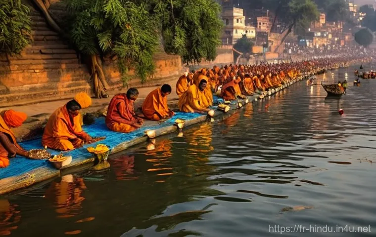힌두교와 성지 숭배 - **Varanasi Sunrise on the Ganges:**
    "A serene and breathtaking sunrise scene over the sacred Gan...