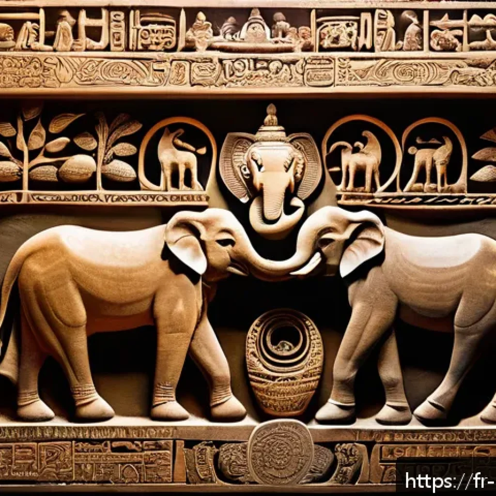 힌두교와 하라파 문명 - An ancient archaeological site depicting a detailed scene of a proto-Hindu spiritual ritual: stylize...